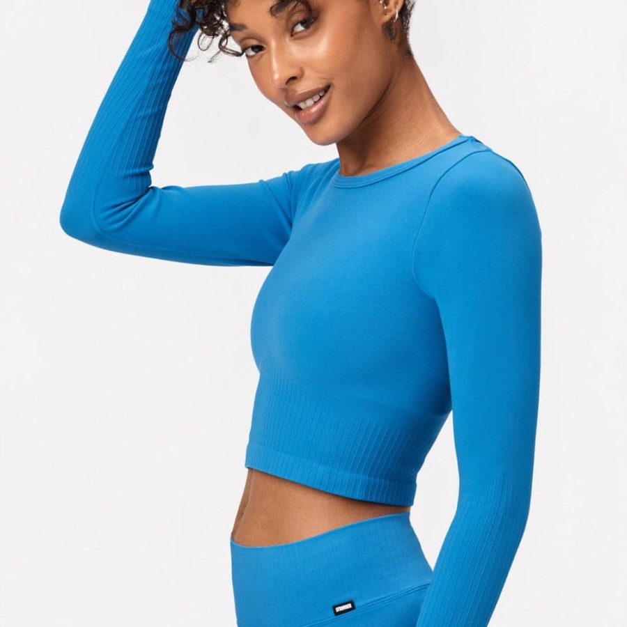 Crop-Tops STRONGER | Smooth I Long Sleeve I Blue I Stronger Marina