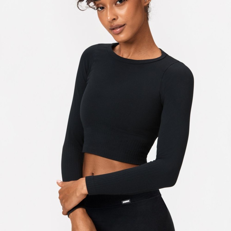 Crop-Tops STRONGER | Smooth I Long Sleeve I I Stronger Black