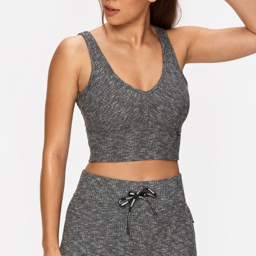 Crop-Tops STRONGER | Cush Bralette I Slim Fit I Buy Online I Stronger Anthracite Melange