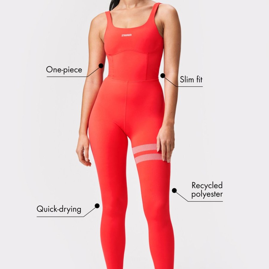 Bodysuit STRONGER | Red Bodysuit Flame Scarlet