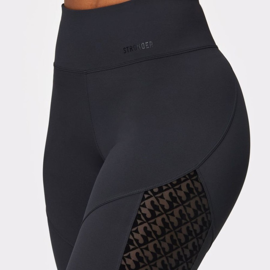 Leggings STRONGER | Black Mesh Leggings I High Waist I Stronger Black Emblem