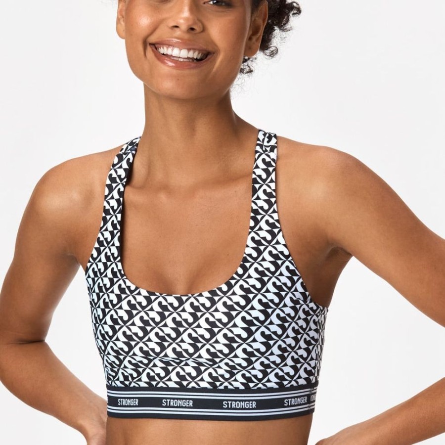 Sports Bras STRONGER | Black Sway Sports Bra Black/White Emblem