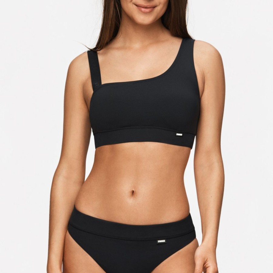 Beachwear STRONGER | Bondi I Mid Waist Briefs I Buy Online I Stronger Black Ribbed