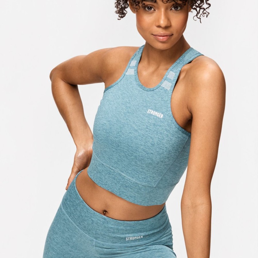 Crop-Tops STRONGER | Signature Crop Top Aqua Melange