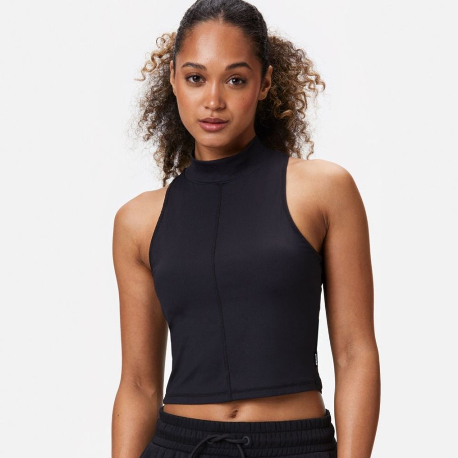 Tank Tops STRONGER | Rib Turtleneck Singlet Black